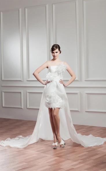 Sleeveless Short Body-Fitting Ruched Waist and Dress With Flower