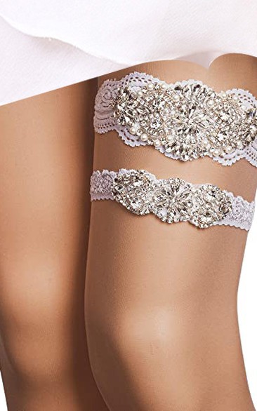 Latest Rhinestone Beaded Double Garters