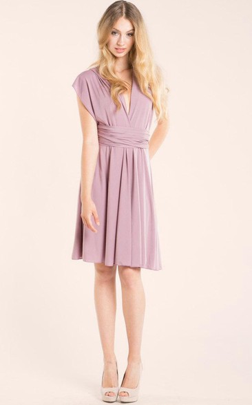 Short Knee-length Jersey&Satin Dress