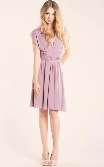 Short Knee-length Jersey&Satin Dress