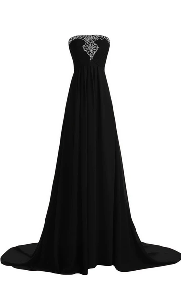 Strapless Court Train With Crystal Trim