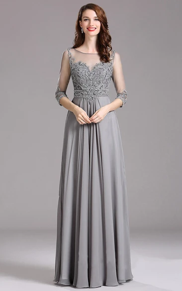 Empire Floor-Length Bateau 3 Empire Chiffon Beading Keyhole Dress