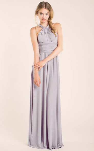 Floor-length Jersey&Satin Dress