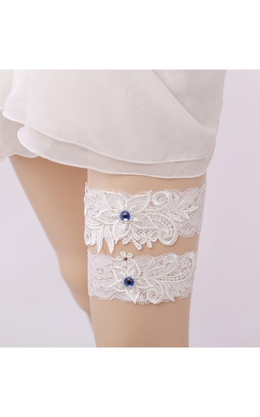 European Broadband Lace Bead Two-piece Elastic Bridal Garter Belt Within 16-23inch