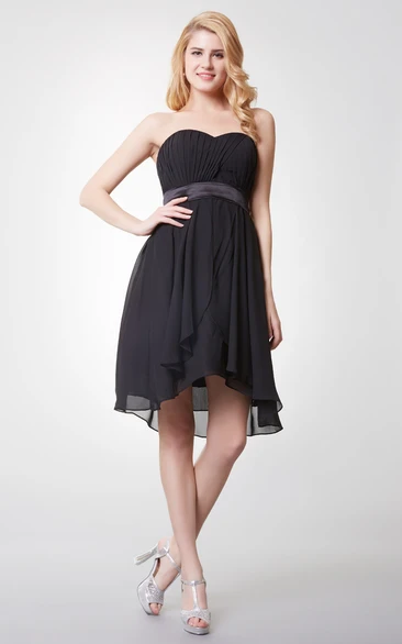 Sweetheart Empire Waist A-line Short Dress With Satin Belt