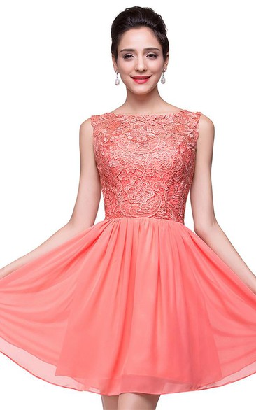 Lovely Lace Sleeveless Hoemcoming Dress Short Chiffon