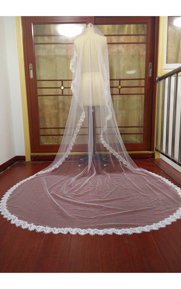 High-end Western Style Lace Applique Super Long Veil