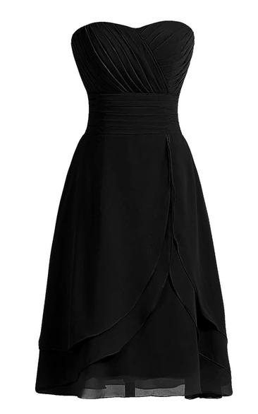 Sweetheart A-line Chiffon Dress With Pleats