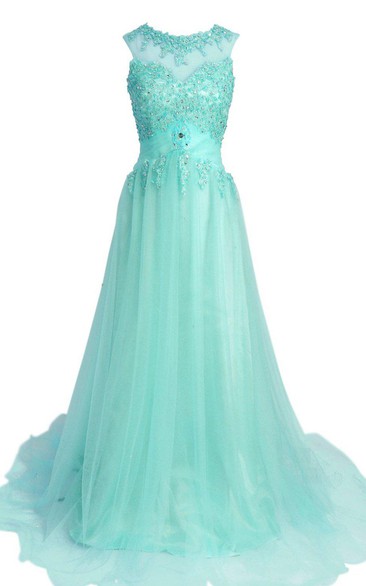 Cap-sleeved A-line Long Dress With Sequins and Pleats