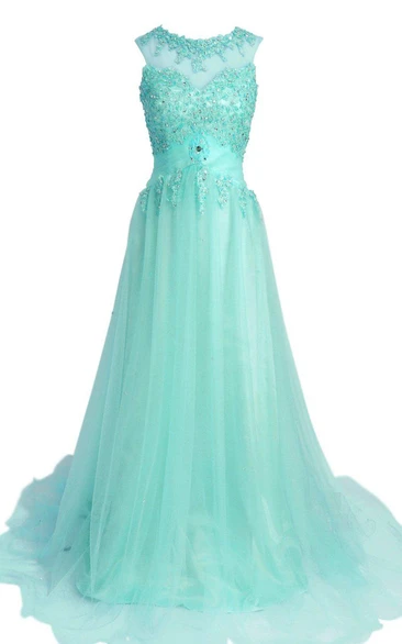 Cap-sleeved A-line Long Dress With Sequins and Pleats