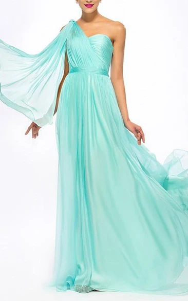 Timeless One-shoulder Ruffles A-Line Floor-Length Prom Dress
