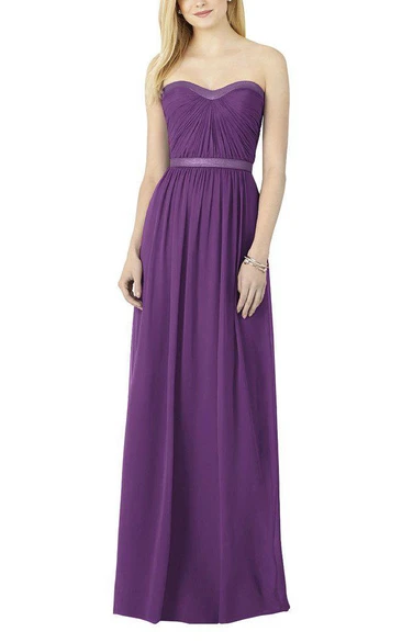 Strapless Ruched Long Bridesmaid Dress