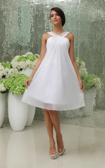 Cute Sleeveless Short Dress With Chiffon Overlay