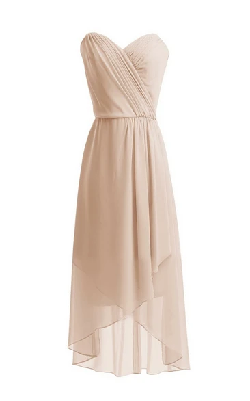 Sweetheart Asymmetrical Tiered Chiffon Dress