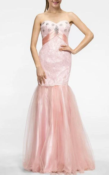 Glamorous Mermaid Floor-length Sweetheart Zipper-up Beading Prom Dress