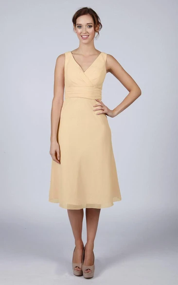 V Back V Back A-line Chiffon Short Dress Soft Cream