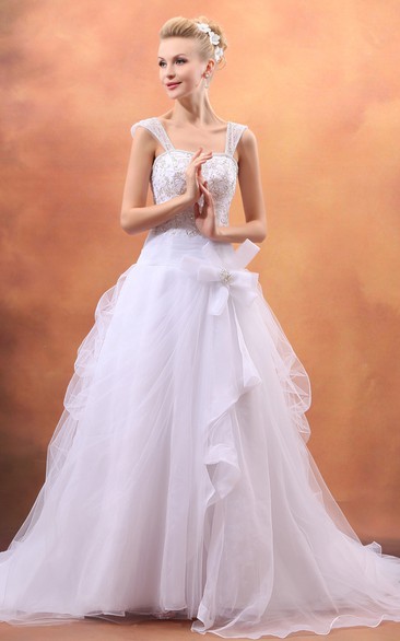 Fairy A-Line Embellishment Dress With Bow and Tulle Overlay