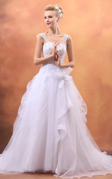 Fairy A-Line Embellishment Dress With Bow and Tulle Overlay