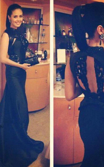 Black Vestidos Mermaid Formal Prom Dress New Design High Neck Evening Party Gowns