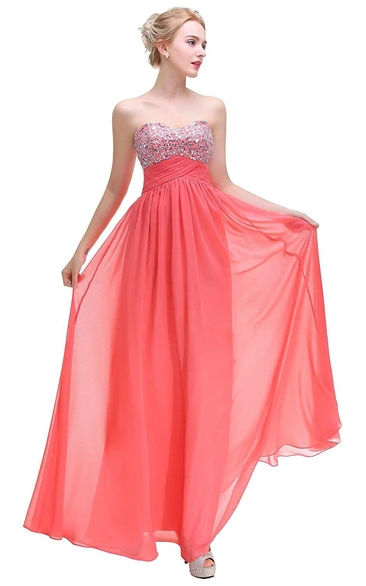 Sweetheart Floor-length Chiffon Dress with Sequins