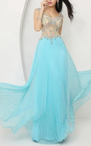 Exquisite V-Neck Corset A-Line Prom Dress