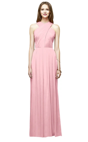 Sleeveless Chiffon Unique Dress With Ruching