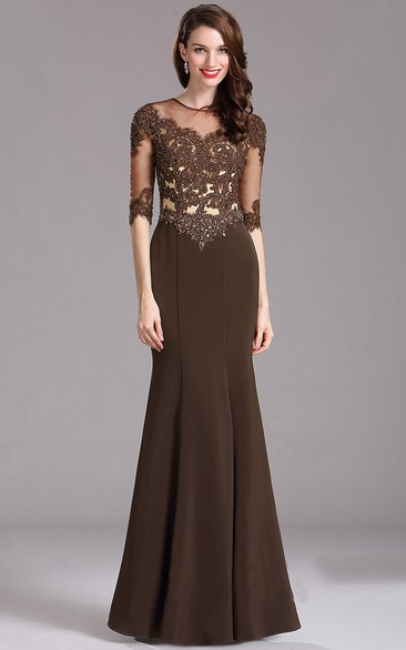 Sheath Floor-Length Bateau 3 Appliques Zipper Dress