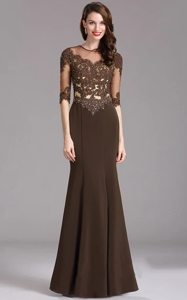 Sheath Floor-Length Bateau 3 Appliques Zipper Dress