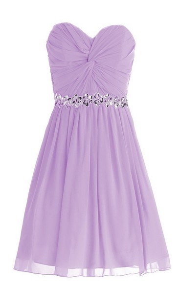 Delicate Sweetheart Drapped Short Dress With Sequined Band