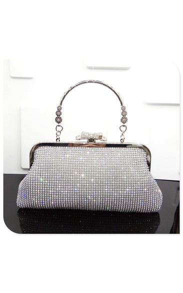 Charming Crystal Handbag with Circle Handle