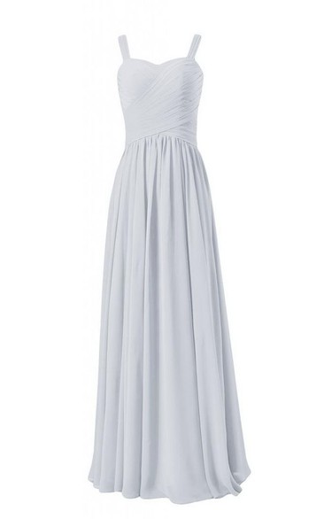 Sleeveless Asymmetrical Ruched Long Pleated Chiffon Dress