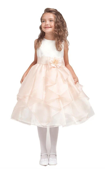 Sleeveless A-line Ruffled Dress With Bow