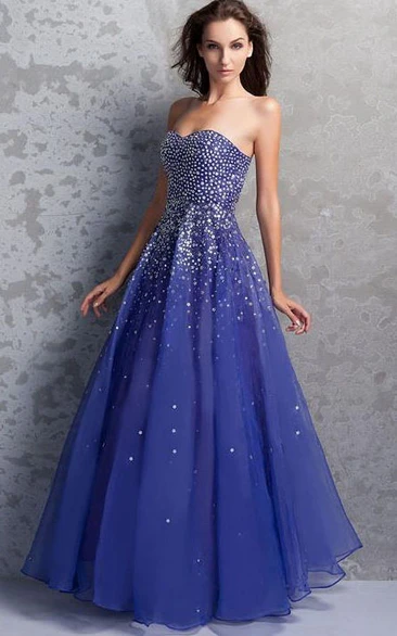 Graceful A-Line Floor-Length Sweetheart Beaded Miriama's Prom Dress