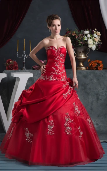 Sweetheart Pick-Up Embroideries and Ball-Gown With Beading