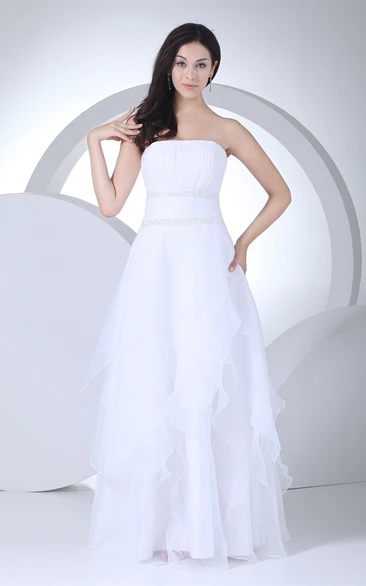Sleeveless A-Line Ruffled Ruched Waist and Gown With Stress