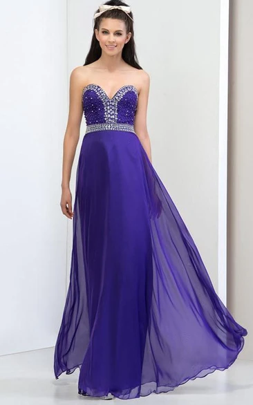 A-Line Sweetheart Beading Prom Dress