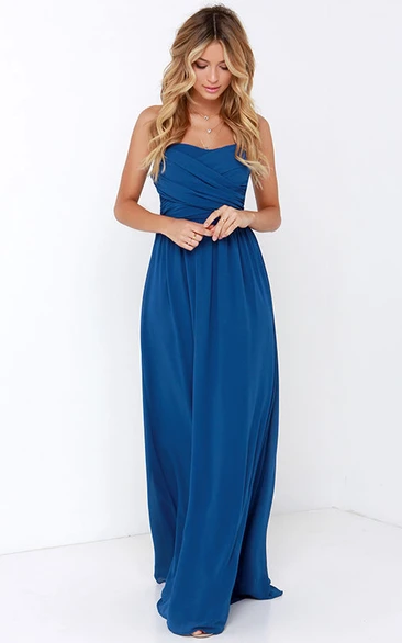 Chiffon Chic Dress With Crisscross Ruched Bodice