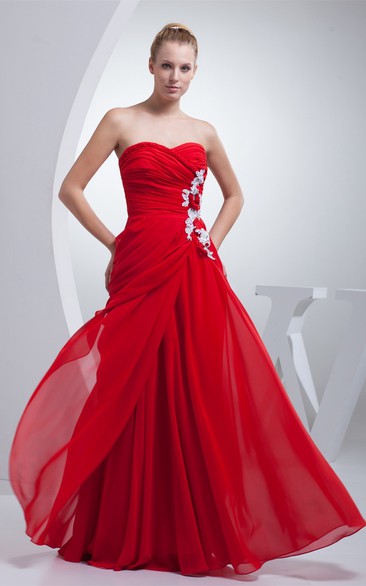 Sweetheart Maxi Criss-Cross Appliques and Dress With Pleated