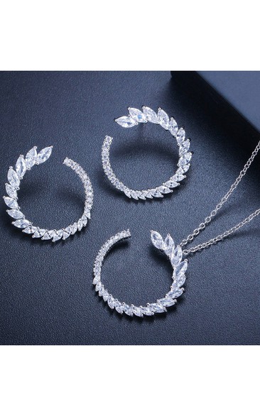 Romantic Bridal Rhinestone Necklace and Earrings Jewelry Set