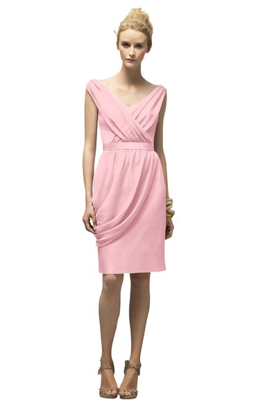 Chiffon V-Neck Fabulous Short Cap-Sleeved Dress