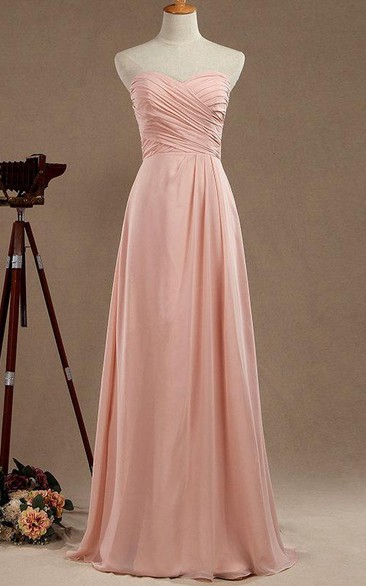 Strapped Sweetheart Chiffon&Satin Dress