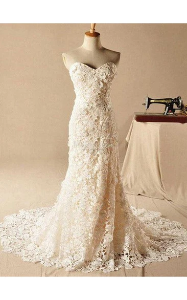 Gorgeous Sweetheart Lace Appliques Wedding Dresses Long