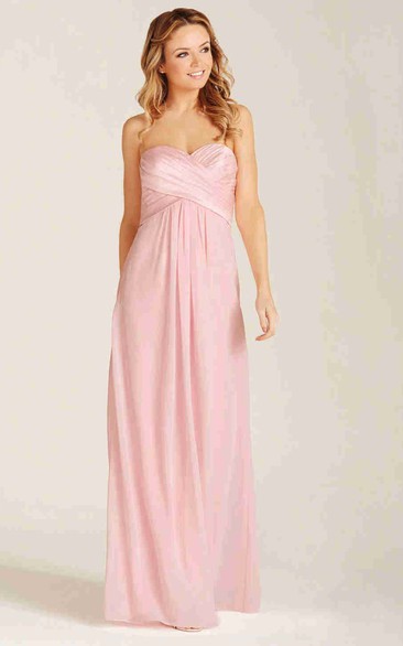 Criss-Cross Sweetheart Sleeveless Chiffon Bridesmaid Dress