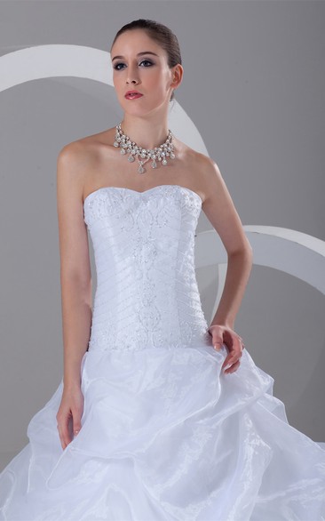 Sweetheart A-Line Pick-Up Ball-Gown With Jeweled Bodice