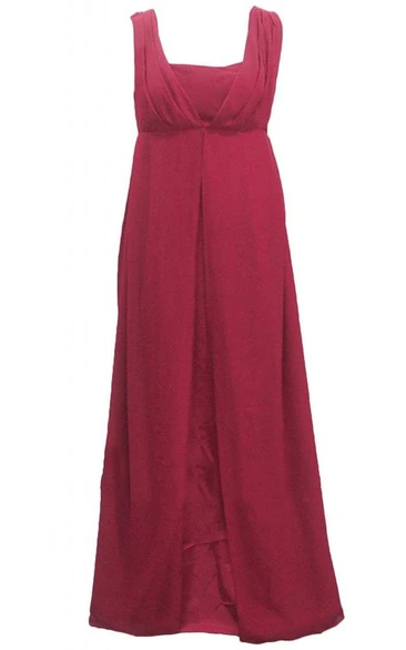 Sleeveless Scoop Neck Long Satin Dress