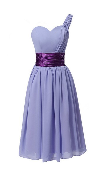 One-shoulder Sweetheart Short Dress With Ruched Band