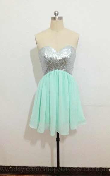 Mini Chiffon Dress With Sequins