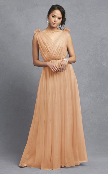 A-Line Gorgeous Tulle Dress With Crisscross Ruching