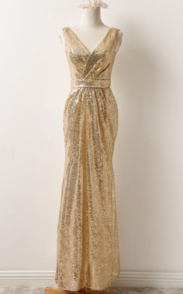 Gold Sparkle Formal Women Sequins Mother Dress for Wedding