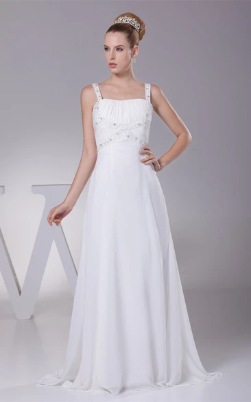 Strapped Maxi Chiffon Gown With Crystal Detailing
